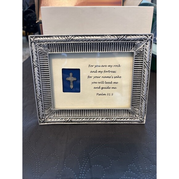 "For You Are my Rock..." Psalm 31:3 Framed With Miniature Cross Home Office Deco - Picture 2 of 7